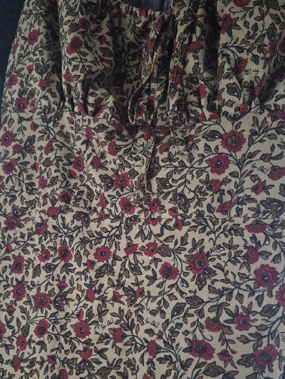 Floral Slip Skirt in Olive and Rose